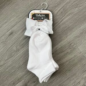 3 For $15 Totally Sox Girl's White School Uniform Ankle Socks and Hair Bow Sock